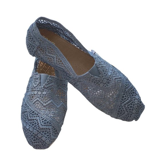 Toms Slip On Alpargata Size 8 Classics Denim Crochet  NWT - Picture 7 of 10
